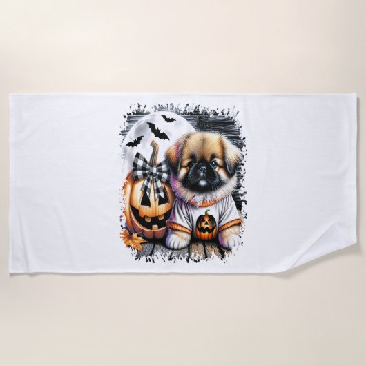 Pekingese Dog Halloween Square Strandtuch (Vorderseite)