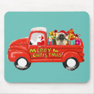Pekingese Dog in Christmas Delivery Truck Mousepad