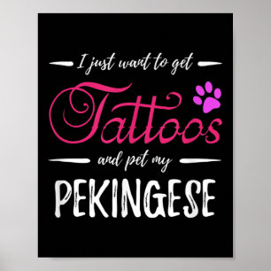 Pekingese Dog Lover Tattoo Funny Dog Mama Geschenk Poster