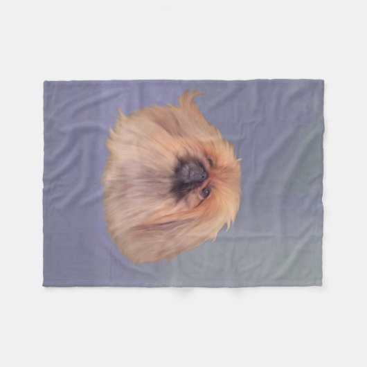 Pekingese Dog on Blue Fleecedecke (Vorderseite (Horizontal))