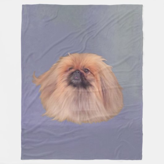 Pekingese Dog on Blue Fleecedecke (Vorderseite)