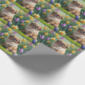 Pekingese Dog Spring Blumen Malerei Geschenkpapier (Ecke)