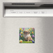 Pekingese Dog Spring Blumen Malerei Magnet (In Situ (Geschirrspüler))