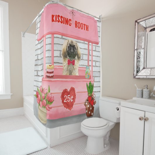 Pekingese Dog Valentine's Day Kissing Booth Duschvorhang (Beispiel)