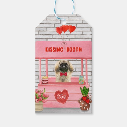 Pekingese Dog Valentine's Day Kissing Booth Geschenkanhänger (Vorderseite)