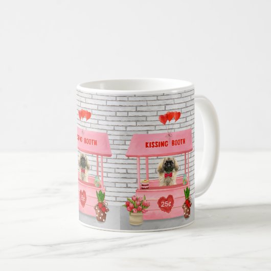 Pekingese Dog Valentine's Day Kissing Booth Kaffeetasse (VorderseiteRechts)