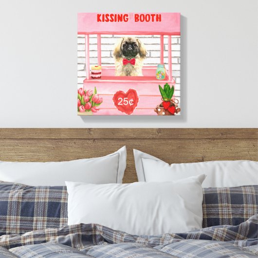 Pekingese Dog Valentine's Day Kissing Booth Leinwanddruck (Insitu (Schlafzimmer))