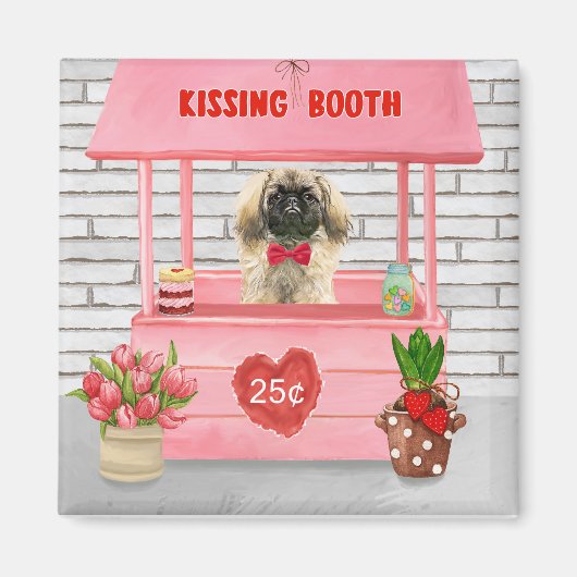 Pekingese Dog Valentine's Day Kissing Booth Magnet (Vorne)