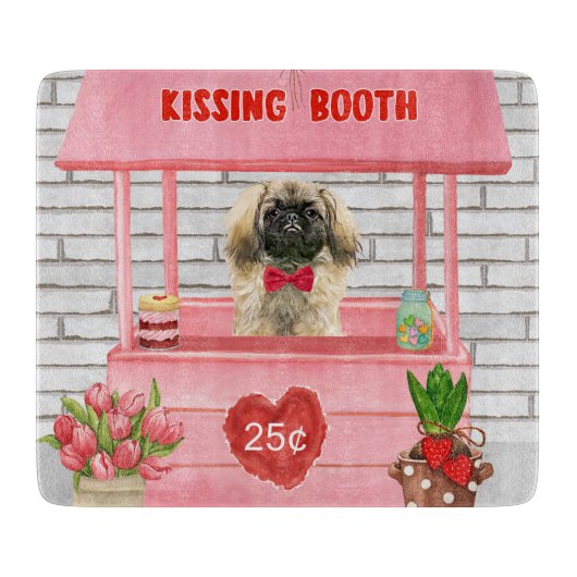 Pekingese Dog Valentine's Day Kissing Booth Schneidebrett (Vorderseite)
