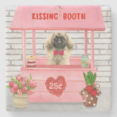 Pekingese Dog Valentine's Day Kissing Booth Steinuntersetzer (Vorderseite)