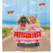 Pekingese Dog Valentine's Day Truck Throw Duschvorhang (Vorderseite)