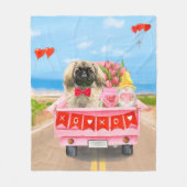 Pekingese Dog Valentine's Day Truck Throw Fleecedecke (Vorderseite)