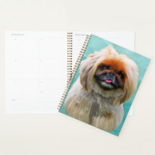 Pekingese Dog Watercolor Kunst, Dichtung und Musik Planer