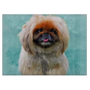 Pekingese Dog Watercolor Kunst, Dichtung und Musik Schneidebrett