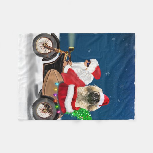 Pekingese Dog Weihnachtsmann Fleecedecke (Vorderseite (Horizontal))