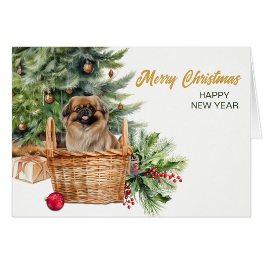 Pekingese Dog Wicker Korb Weihnachtsbaum (Vorderseite (Horizontal))