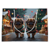 Pekingese Dogs Christmas Snow Holiday Große Geschenktüte (Vorderseite)