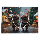 Pekingese Dogs Christmas Snow Holiday Große Geschenktüte (Rückseite)