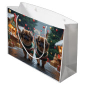 Pekingese Dogs Christmas Snow Holiday Große Geschenktüte (Rückseite Schrägansicht)