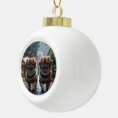 Pekingese Dogs Christmas Snow Holiday Keramik Kugel-Ornament (Rechts)