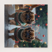 Pekingese Dogs Christmas Snow Holiday Puzzle (Horizontal)