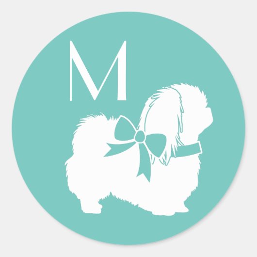 Pekingese Doppy Puppy Runder Aufkleber (Vorderseite)