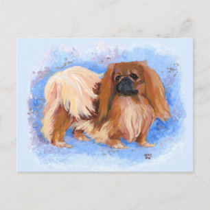 Pekingese Echt Blau Postkarte