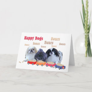 Pekingese Familienknochenzug Feiertagskarte