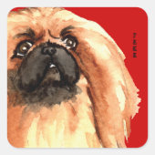 Pekingese Farbblock Quadratischer Aufkleber (Vorderseite)