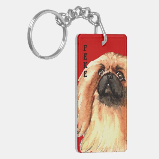 Pekingese Farbblock Schlüsselanhänger (Vorderseite links)