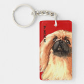 Pekingese Farbblock Schlüsselanhänger (Vorderseite)