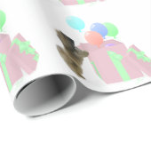 Pekingese-Feierballons Geschenkpapier (Rolleneckpunkt)