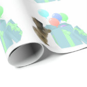 Pekingese-Feierballons Geschenkpapier (Rolleneckpunkt)