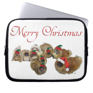Pekingese feiern Weihnachten Laptopschutzhülle