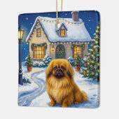Pekingese Ferien  Keramikornament (Links)