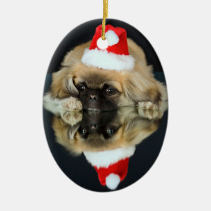 Pekingese Foto-Weihnachtsverzierung Keramik Ornament