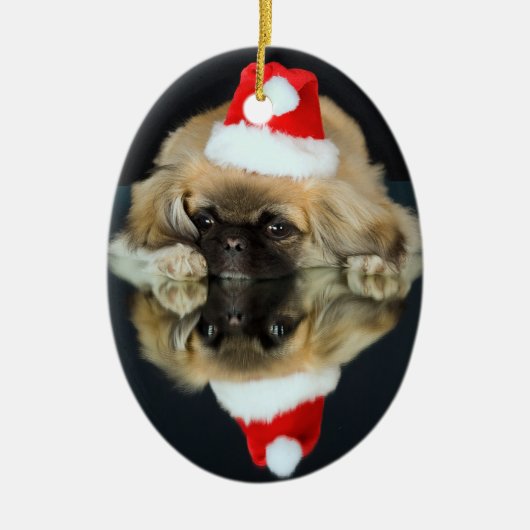 Pekingese Foto-Weihnachtsverzierung Keramik Ornament (Vorne)