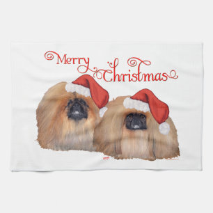 Pekingese Frohe Weihnachten Geschirrtuch