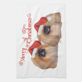 Pekingese Frohe Weihnachten Geschirrtuch (Vertikal)