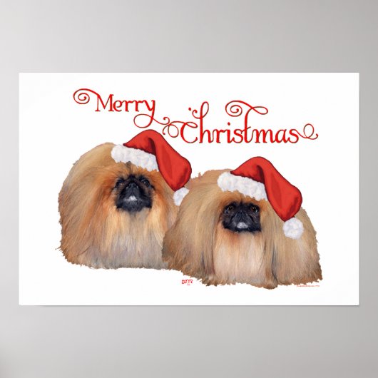 Pekingese Frohe Weihnachten Poster (Vorne)