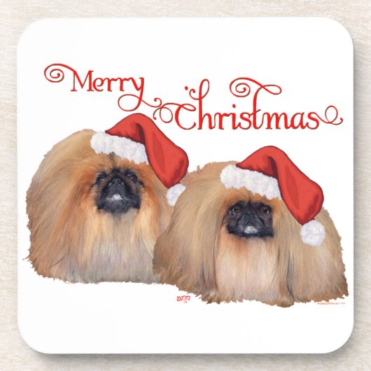 Pekingese Frohe Weihnachten Untersetzer (Vorderseite)