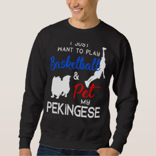 Pekingese Funny Basketball Downer Xmas Sweatshirt