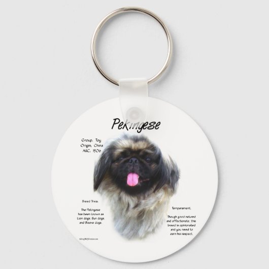Pekingese Geschichtsdesign Schlüsselanhänger (Vorderseite)