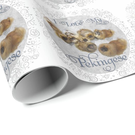 Pekingese-Gruppe Geschenkpapier (Rolleneckpunkt)