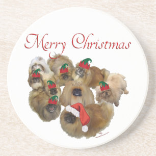 Pekingese-Gruppe Weihnachten Getränkeuntersetzer