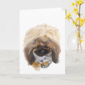 Pekingese Grußkarte Karte (Gelbe Blume)