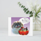 Pekingese Halloween Candy Postkarte (Stehend Vorderseite)