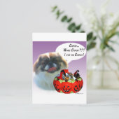 Pekingese Halloween Candy Postkarte (Stehend Vorderseite)