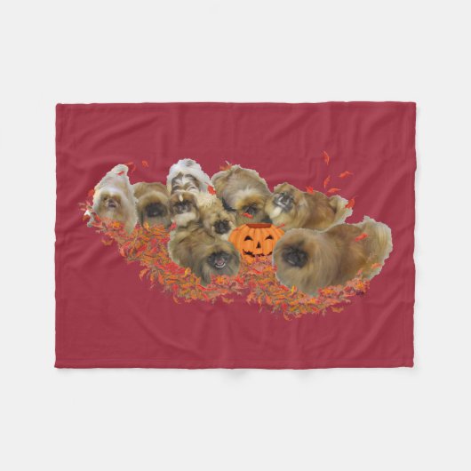 Pekingese Halloween Fleecedecke (Vorderseite (Horizontal))