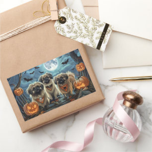 Pekingese Halloween Gruselig Rechteckiger Aufkleber